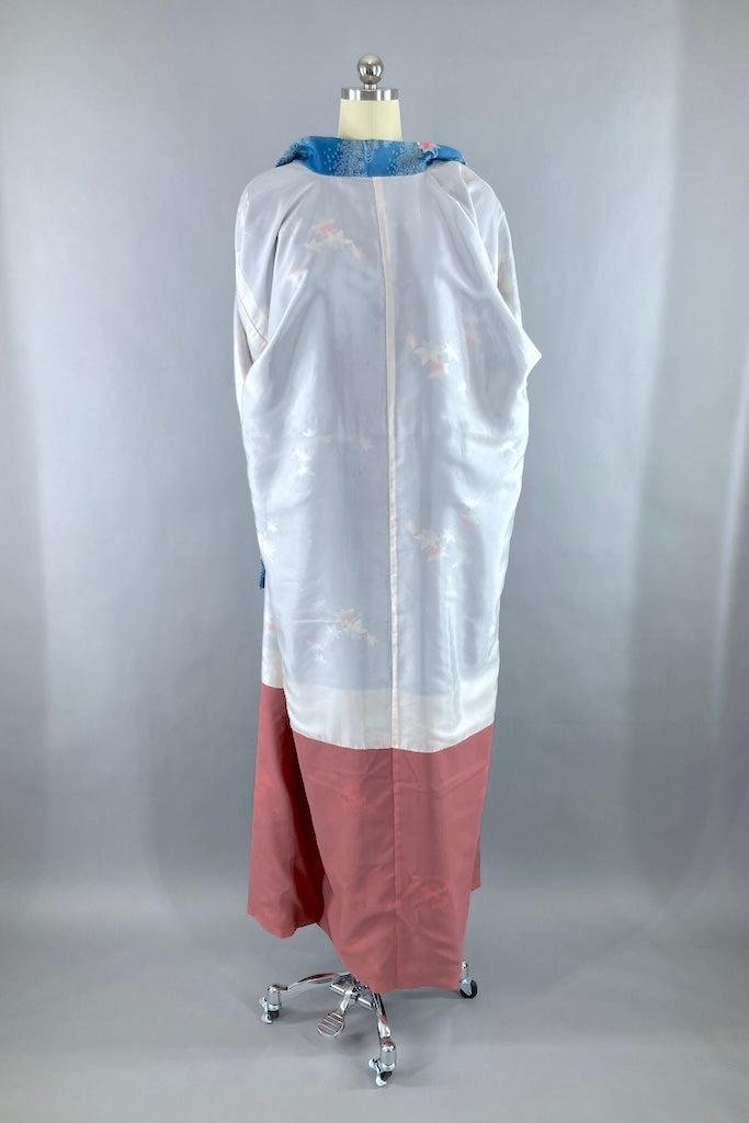 Vintage Blue &amp; Pink Maple Silk Kimono-ThisBlueBird