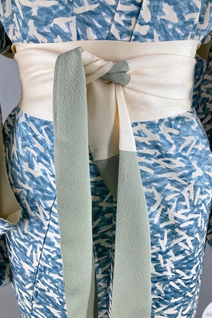 Vintage Blue &amp; White Silk Kimono-ThisBlueBird