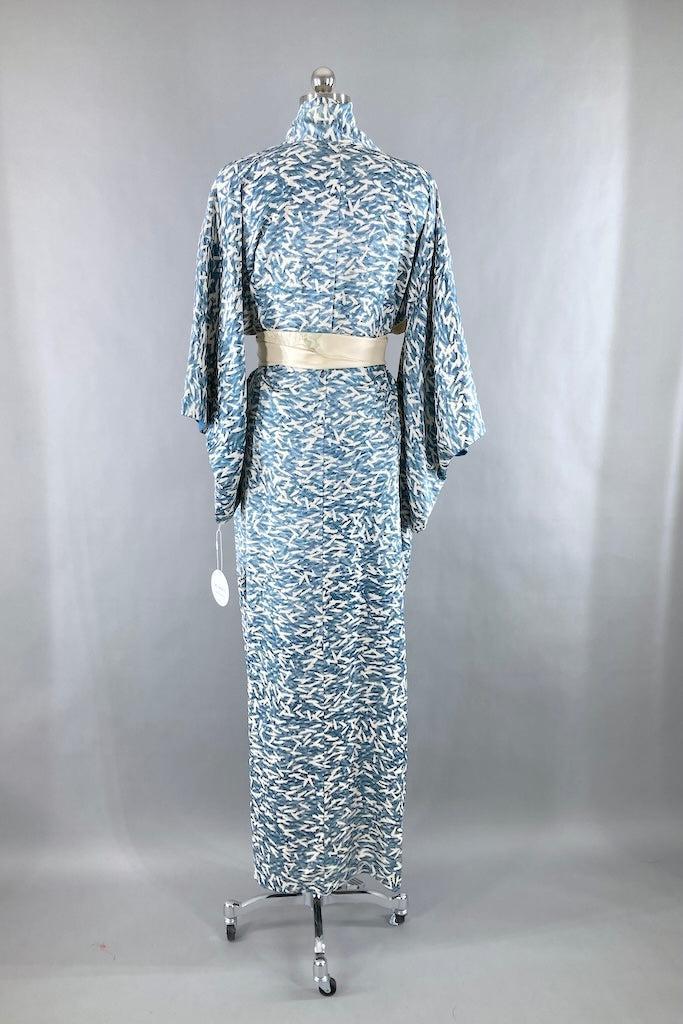 Vintage Blue &amp; White Silk Kimono-ThisBlueBird