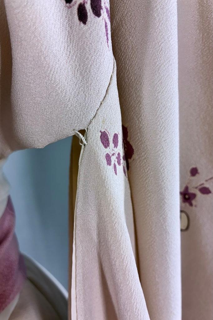 Vintage Blush Pink Silk Floral Kimono Robe-ThisBlueBird