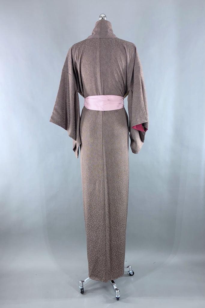Vintage Brown Dots Silk Kimono-ThisBlueBird