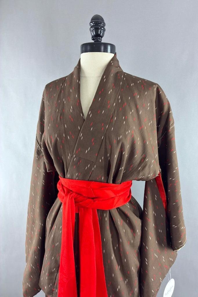 Vintage Brown Meisen Silk Kimono-ThisBlueBird