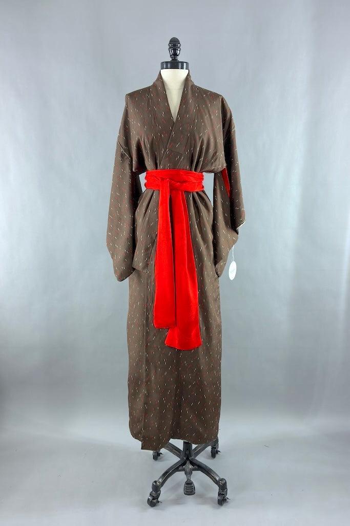 Vintage Brown Meisen Silk Kimono-ThisBlueBird