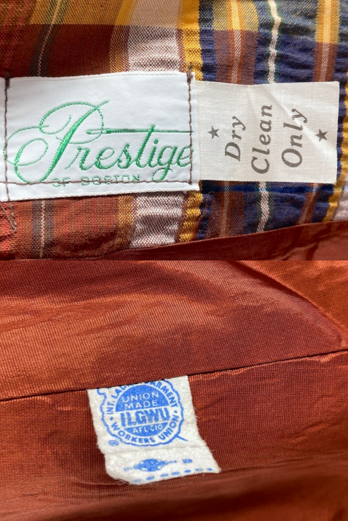 Vintage Brown &amp; Navy Madras Plaid Jacket-ThisBlueBird