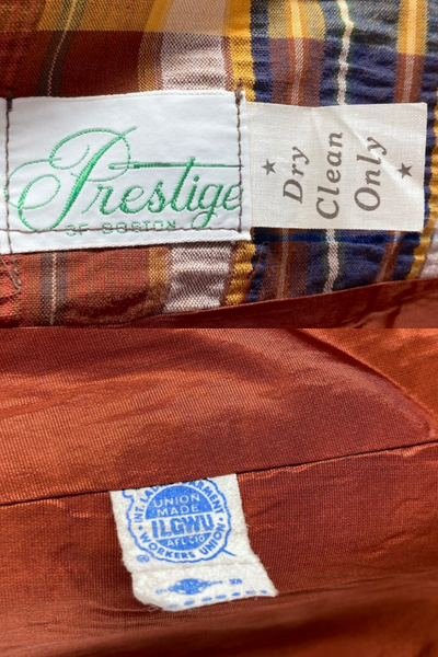 Vintage Brown & Navy Madras Plaid Jacket-ThisBlueBird