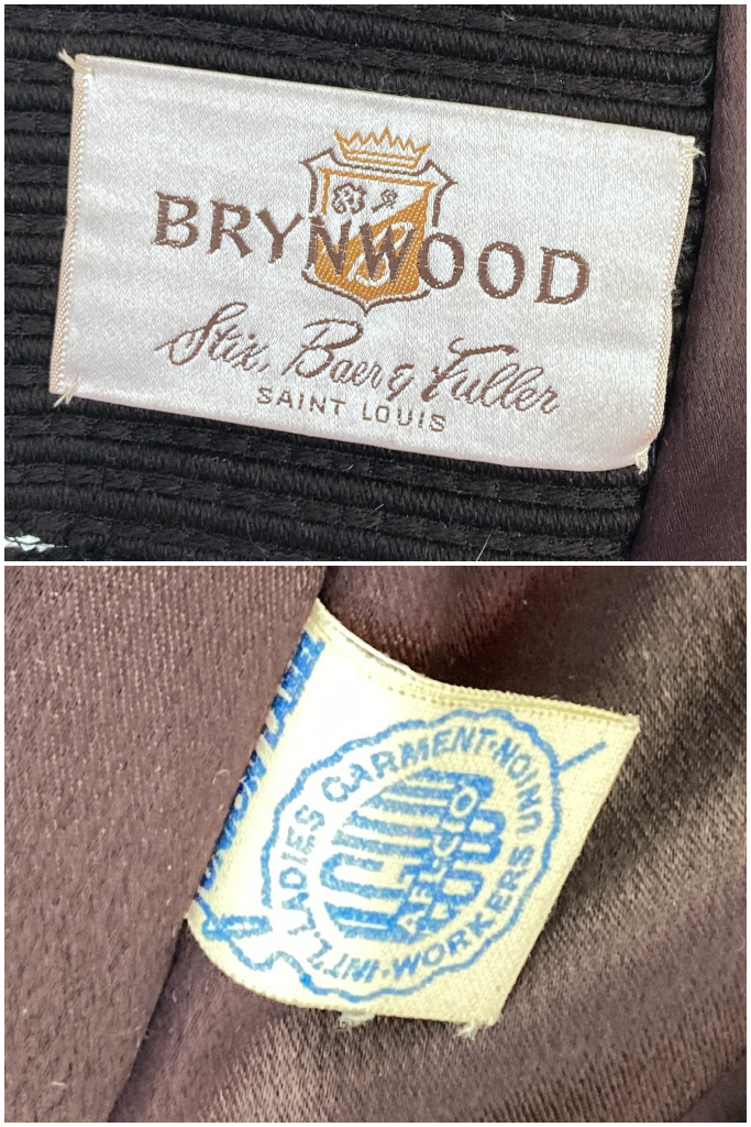 Vintage Brown Wool Coat with Mink Collar-ThisBlueBird