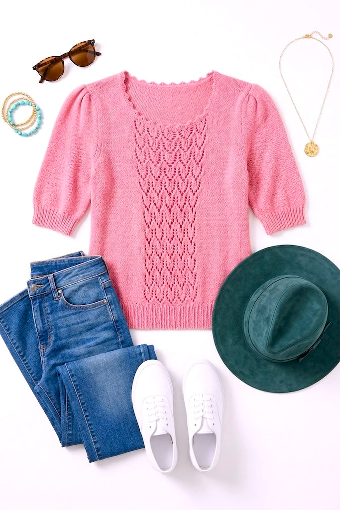 Vintage Carnation Pink Sweater-ThisBlueBird
