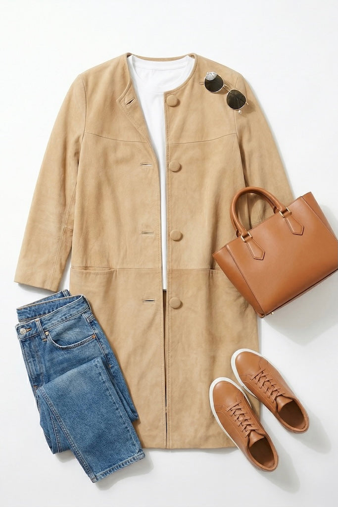 Vintage Chamois Suede Car Coat-ThisBlueBird