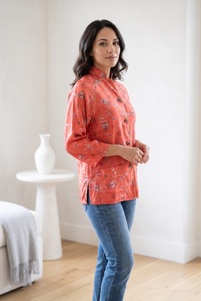 Vintage Chinoiserie Tunic Blouse-ThisBlueBird