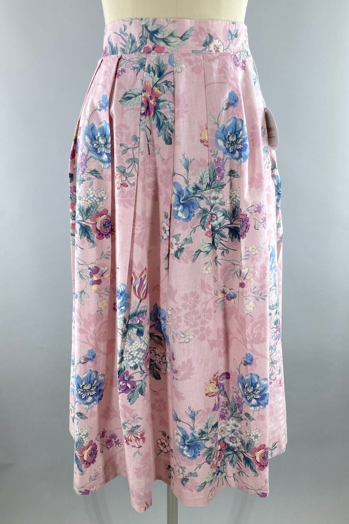 Vintage Cottagecore Pink Floral Skirt-ThisBlueBird