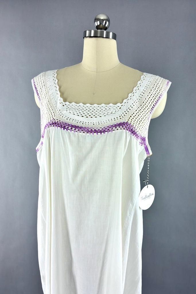Vintage Crochet Cotton Summer Dress-ThisBlueBird