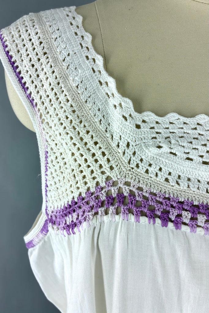 Vintage Crochet Cotton Summer Dress-ThisBlueBird