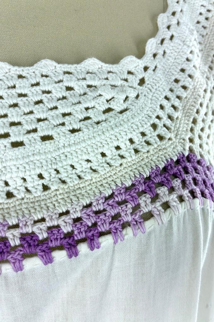 Vintage Crochet Cotton Summer Dress-ThisBlueBird