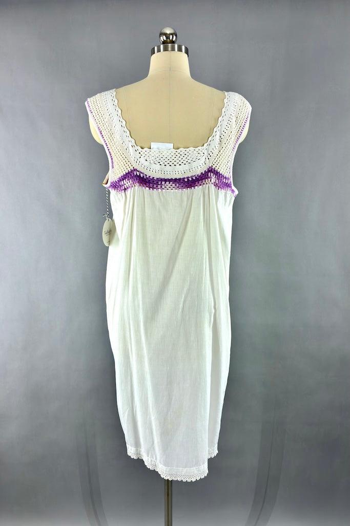 Vintage Crochet Cotton Summer Dress-ThisBlueBird