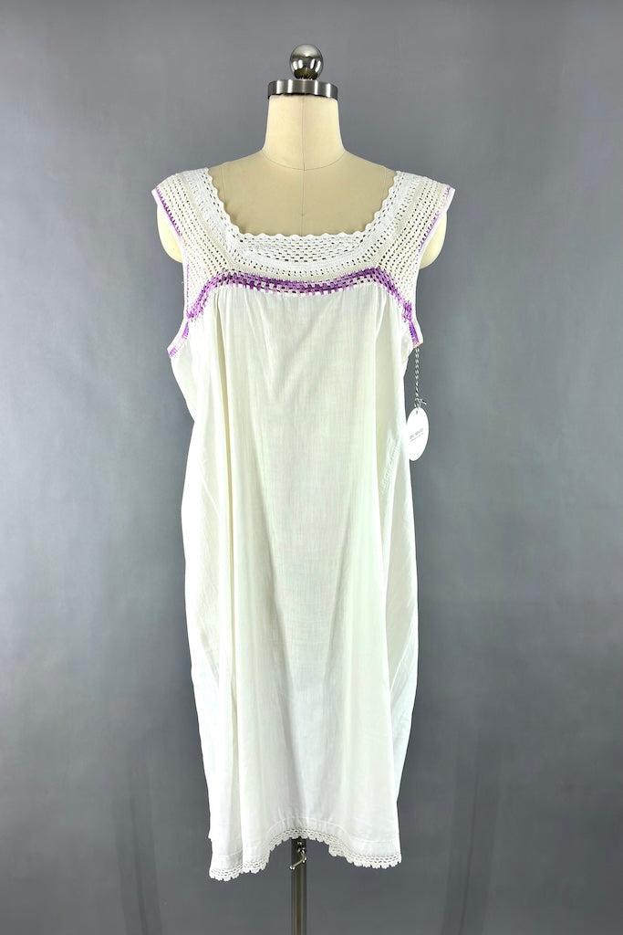 Vintage Crochet Cotton Summer Dress-ThisBlueBird