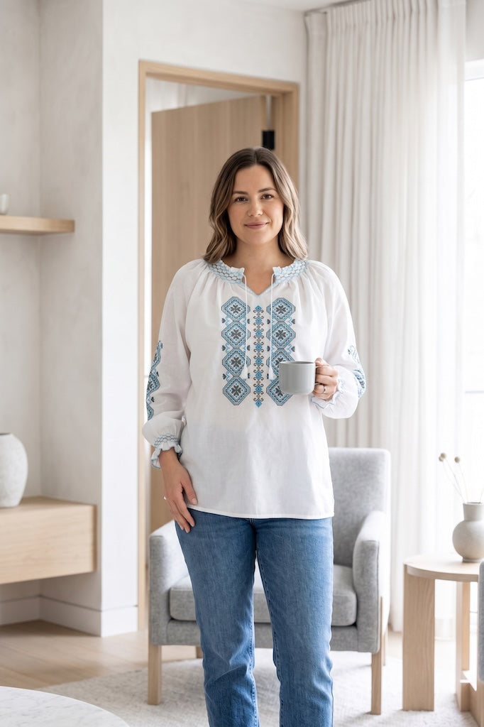Vintage Cross Stitch Tunic Shirt-ThisBlueBird