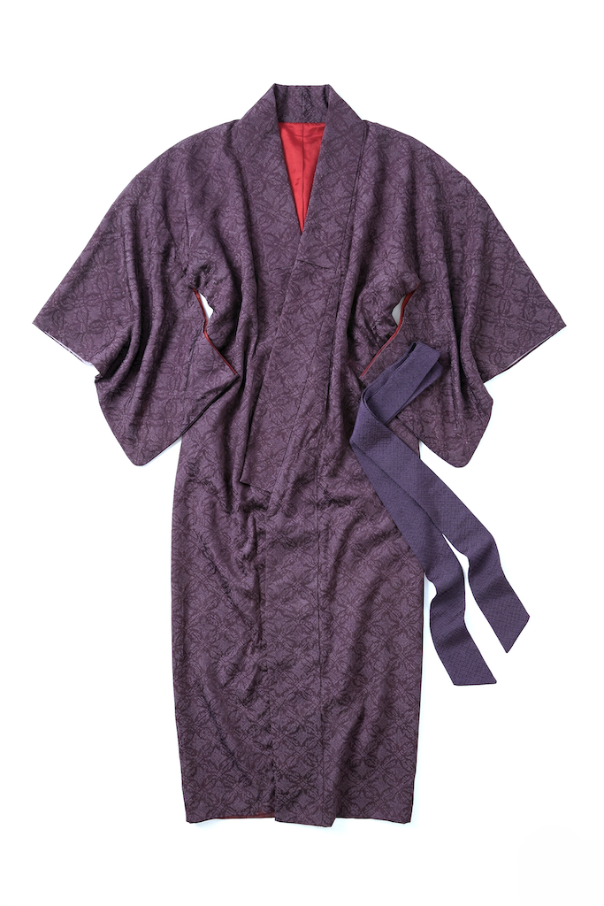 Vintage Dark Purple Silk Kimono Robe-ThisBlueBird