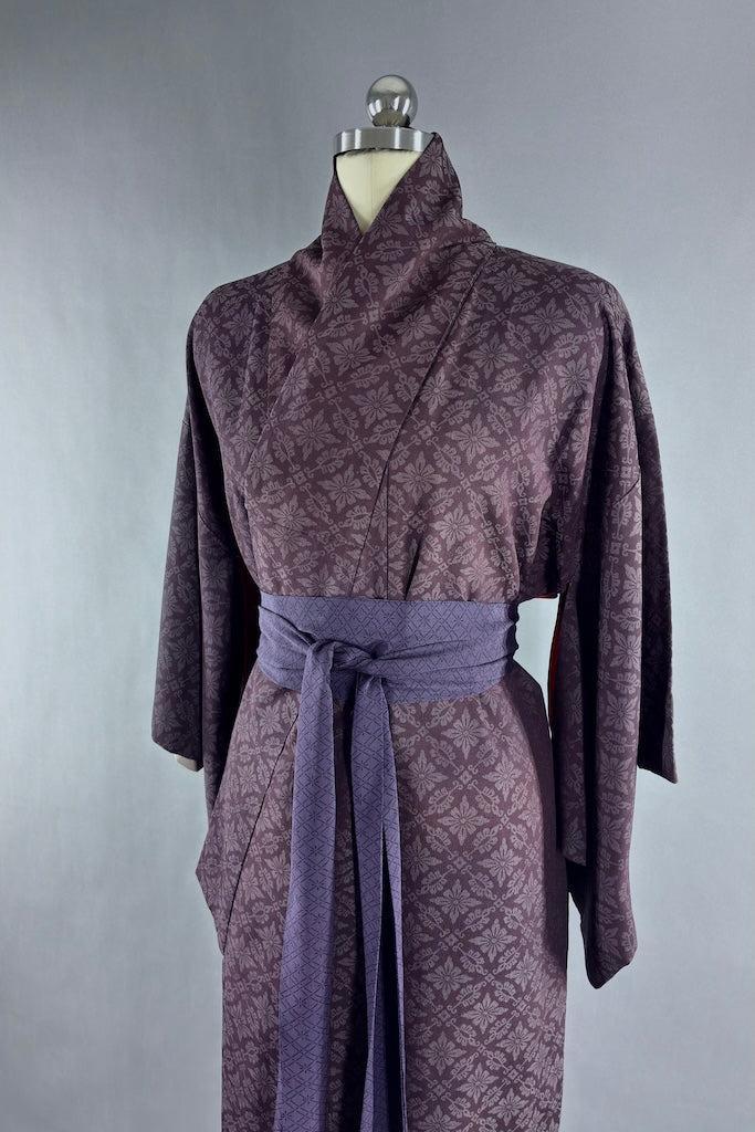 Vintage Dark Purple Silk Kimono-ThisBlueBird