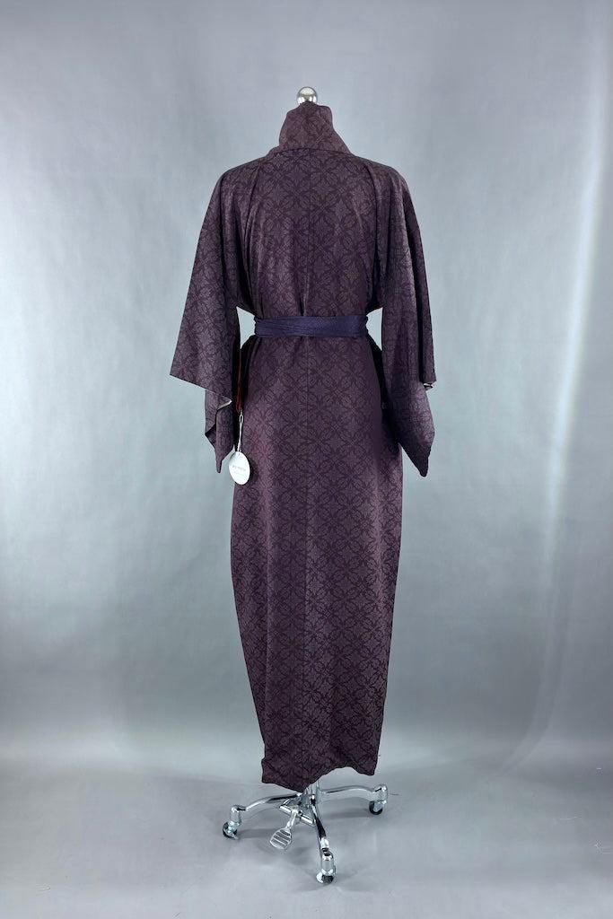 Vintage Dark Purple Silk Kimono-ThisBlueBird