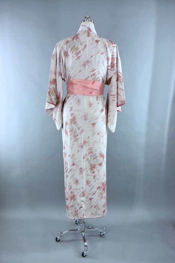 Vintage Dove Grey Silk Kimono Robe-ThisBlueBird