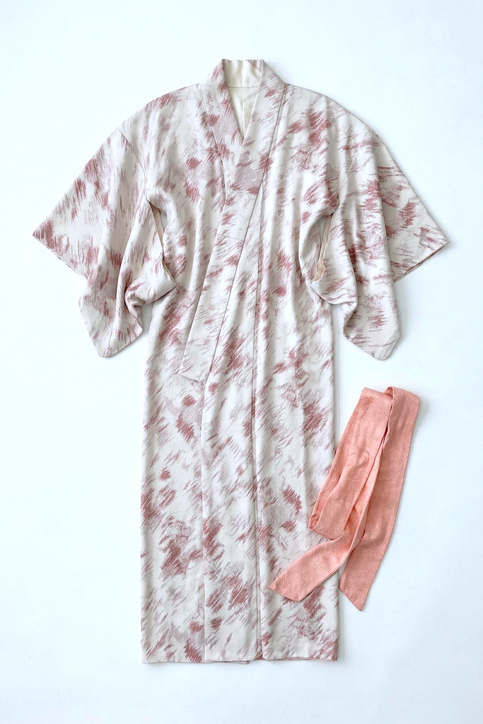 Vintage Dove Grey Silk Kimono Robe-ThisBlueBird