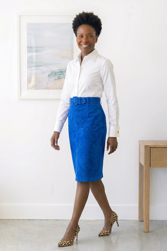 Vintage Electric Blue Suede Skirt-ThisBlueBird