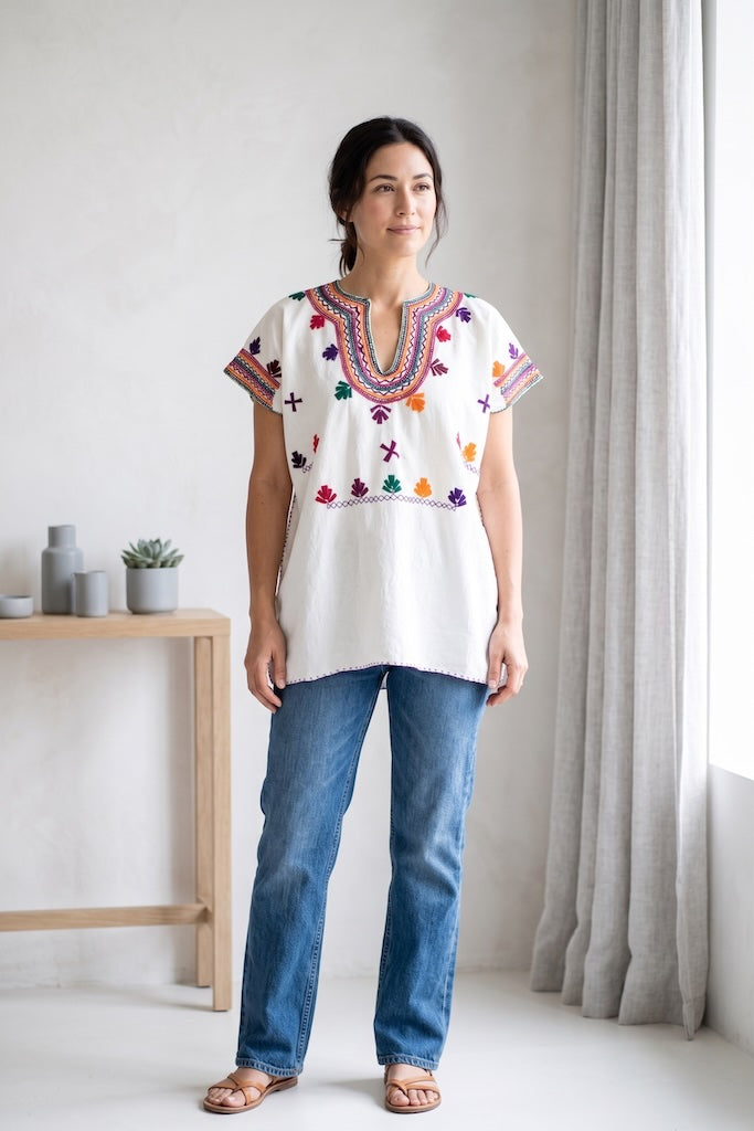 Vintage Embroidered Cotton Tunic-ThisBlueBird