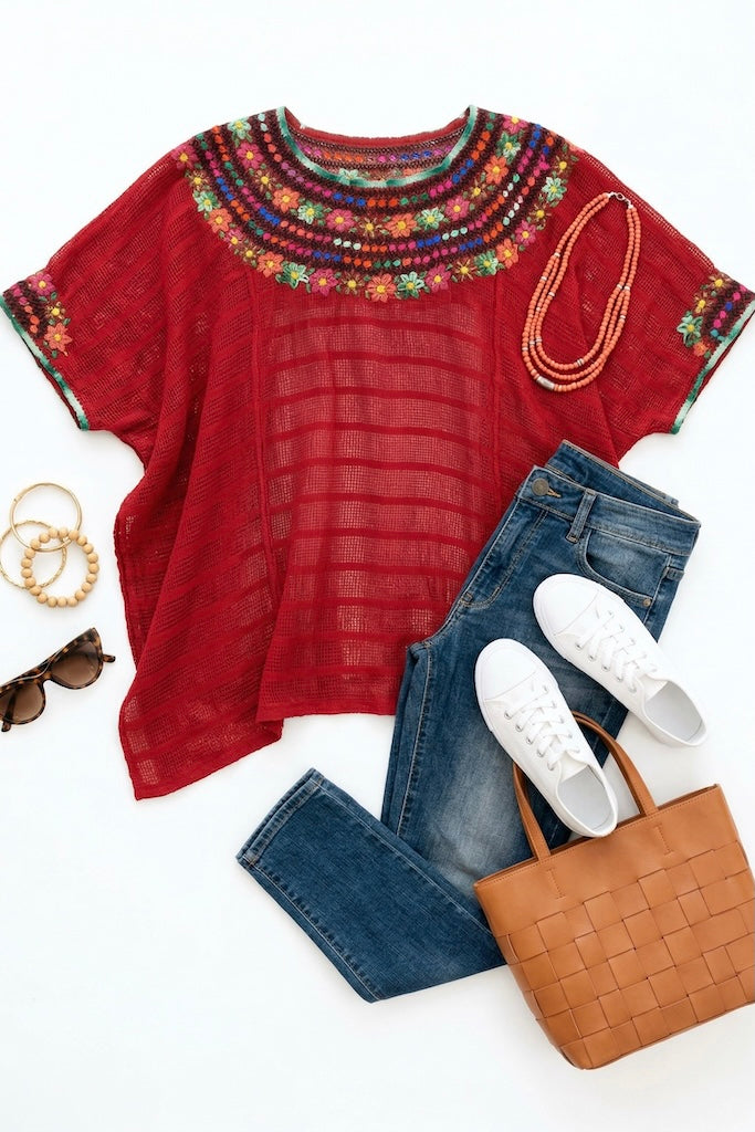 Vintage Embroidered Cotton Tunic-ThisBlueBird