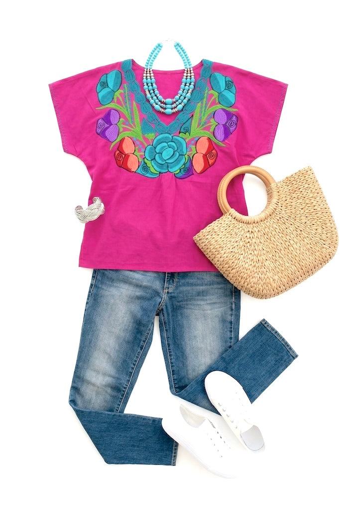 Vintage Embroidered Cotton Tunic-ThisBlueBird