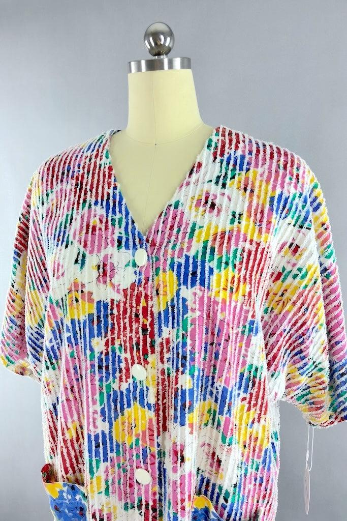 Vintage Floral Chenille House Coat-ThisBlueBird