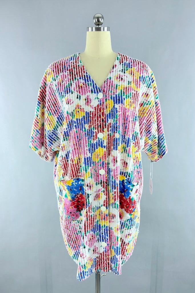 Vintage Floral Chenille House Coat-ThisBlueBird
