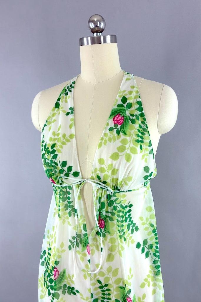 Vintage Floral Chiffon Nightgown-ThisBlueBird