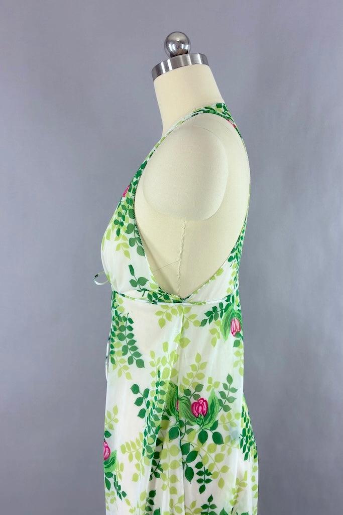 Vintage Floral Chiffon Nightgown-ThisBlueBird