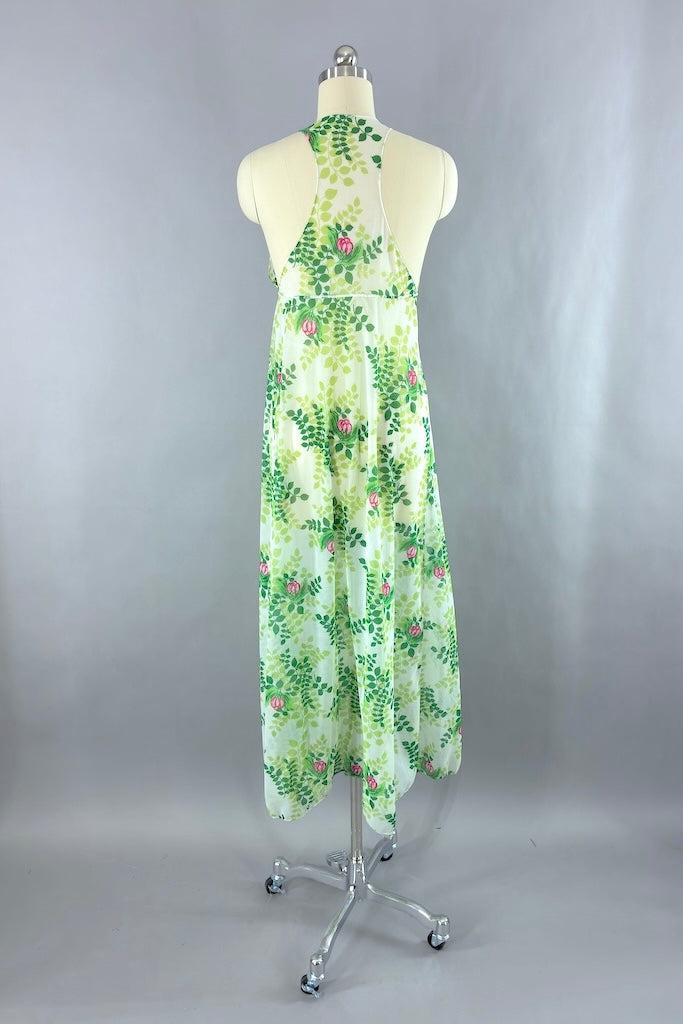 Vintage Floral Chiffon Nightgown-ThisBlueBird