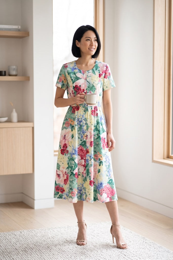 Vintage Floral Garden Party Dress-ThisBlueBird