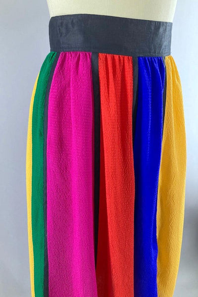 Vintage Geoffrey Beene Rainbow Silk Skirt-ThisBlueBird