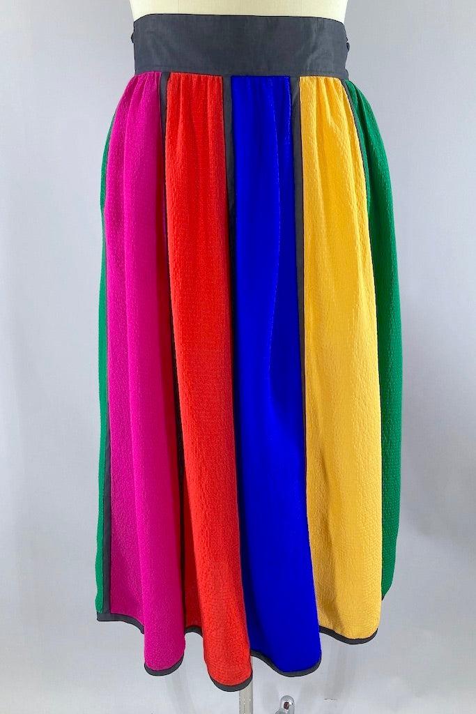 Vintage Geoffrey Beene Rainbow Silk Skirt-ThisBlueBird