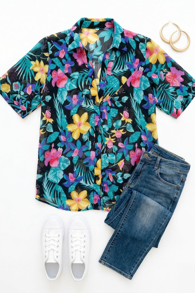 Vintage Gitano Floral Print Shirt-ThisBlueBird