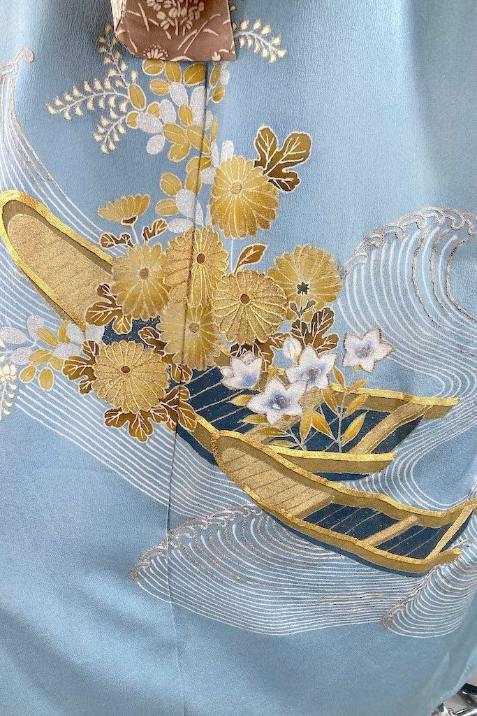 Vintage Golden River Boats Silk Kimono-ThisBlueBird