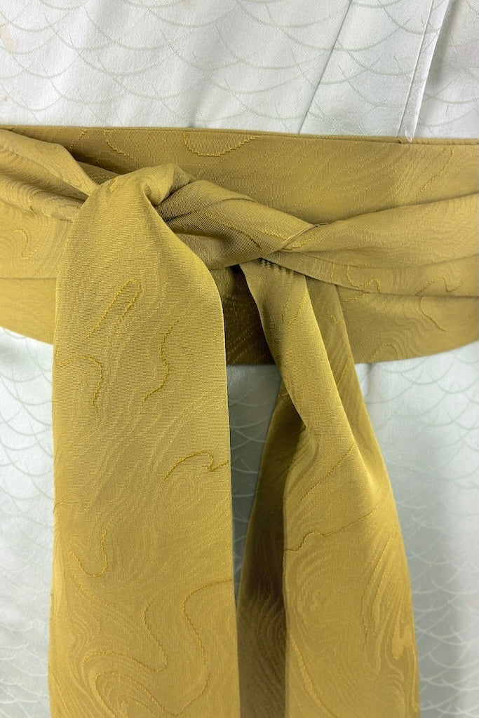 Vintage Green Butterflies Silk Kimono Robe-ThisBlueBird