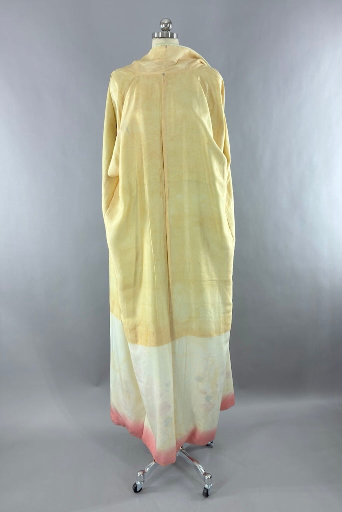 Vintage Green Butterflies Silk Kimono Robe-ThisBlueBird