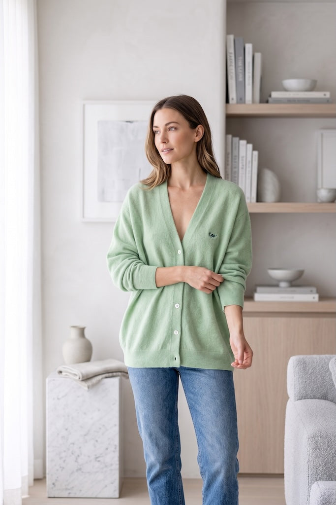Vintage Green Cardigan Sweater-ThisBlueBird