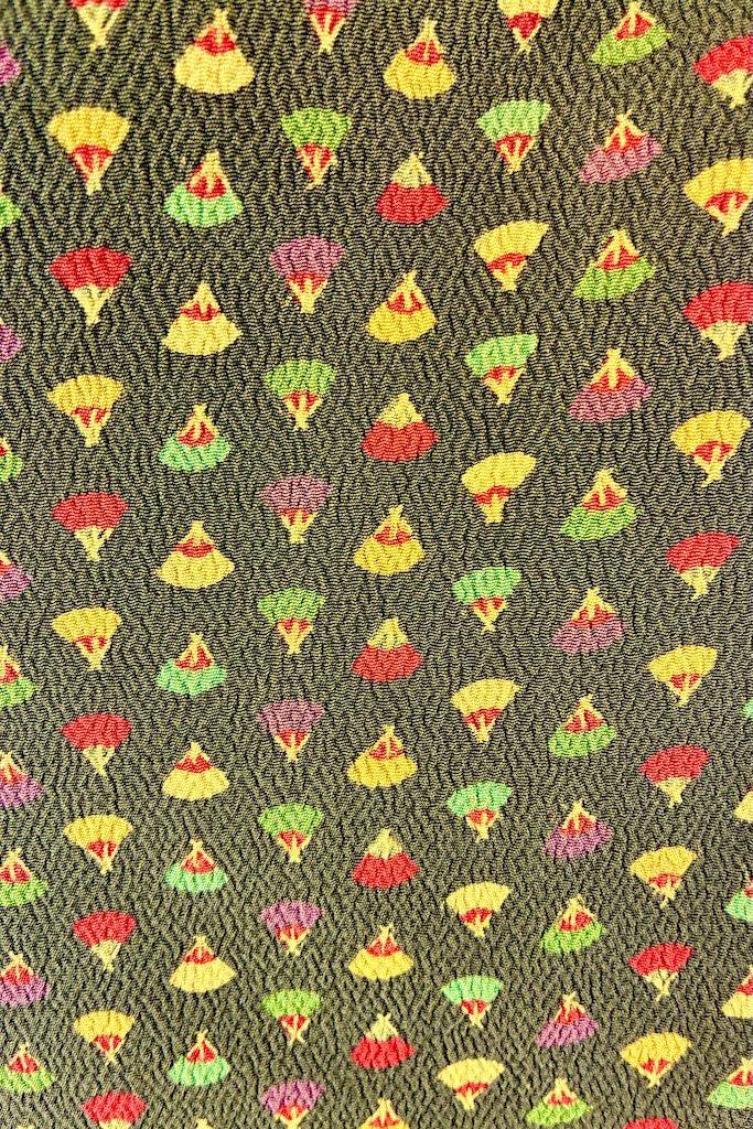 Vintage Green Fans Silk Kimono Cardigan-ThisBlueBird