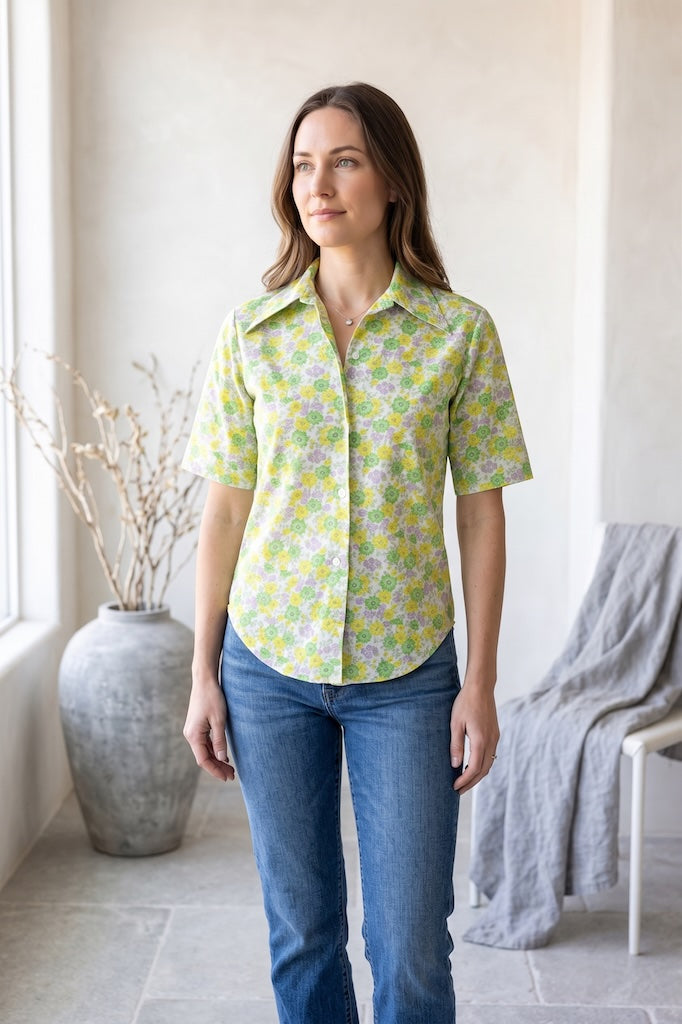 Vintage Green Floral Blouse-ThisBlueBird