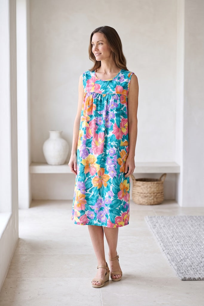 Vintage Green Floral Summer Sundress-ThisBlueBird