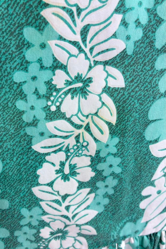 Vintage Green Hawaiian Caftan Dress-ThisBlueBird