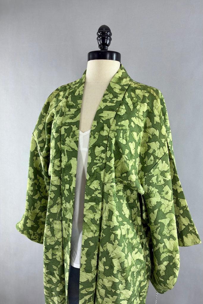 Vintage Green Silk Kimono Cardigan-ThisBlueBird