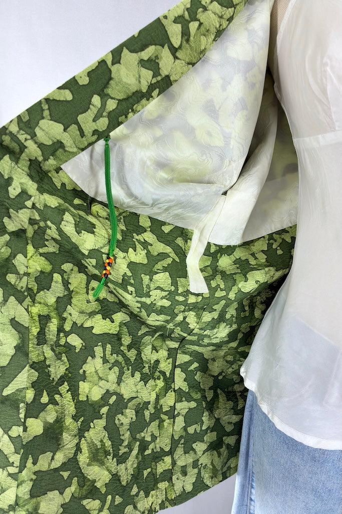 Vintage Green Silk Kimono Cardigan-ThisBlueBird