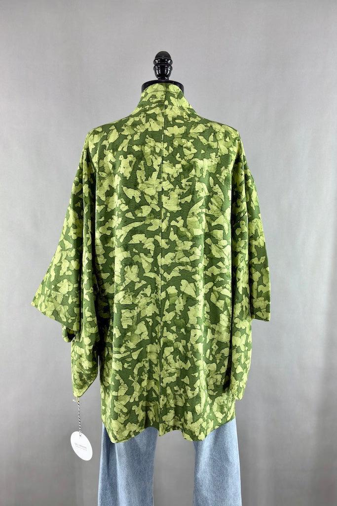 Vintage Green Silk Kimono Cardigan-ThisBlueBird