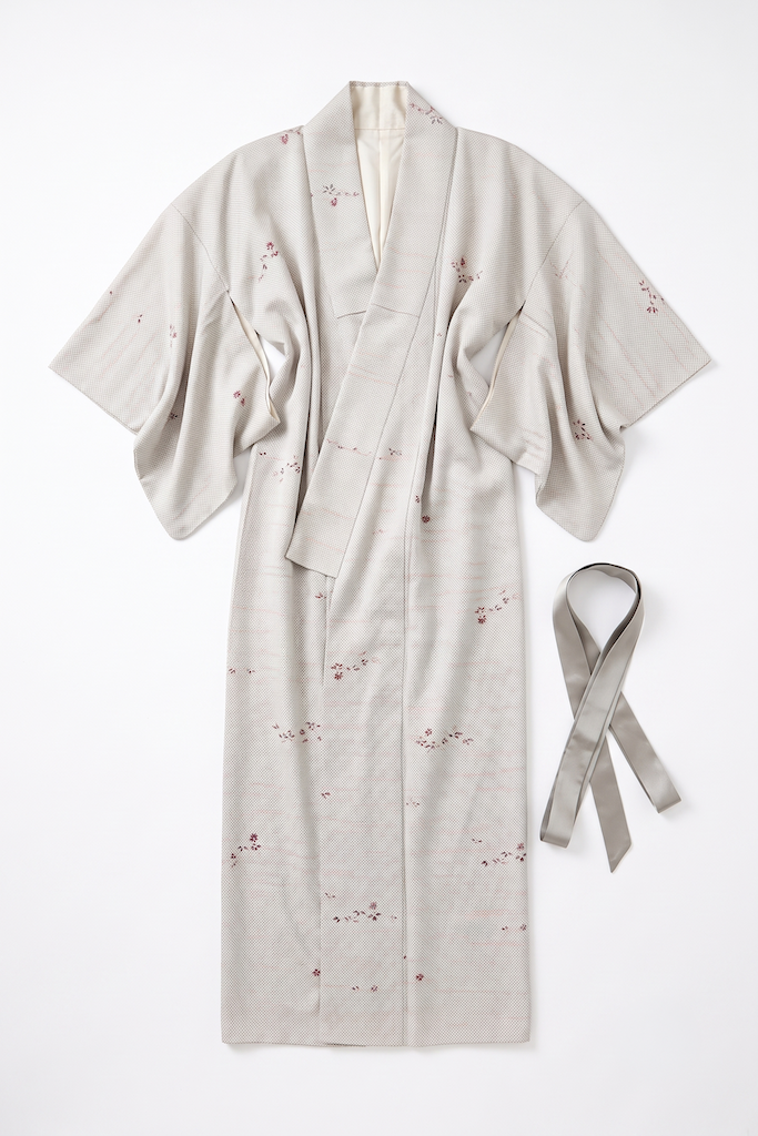 Vintage Grey Pastel Dots Kimono Robe-ThisBlueBird
